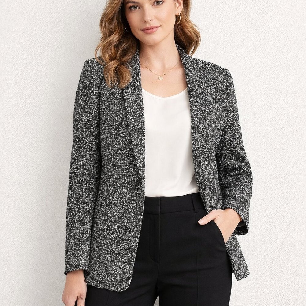 Vince Camuto Black & White Marled Blazer – Size 14 – Lightweight Career Jacket